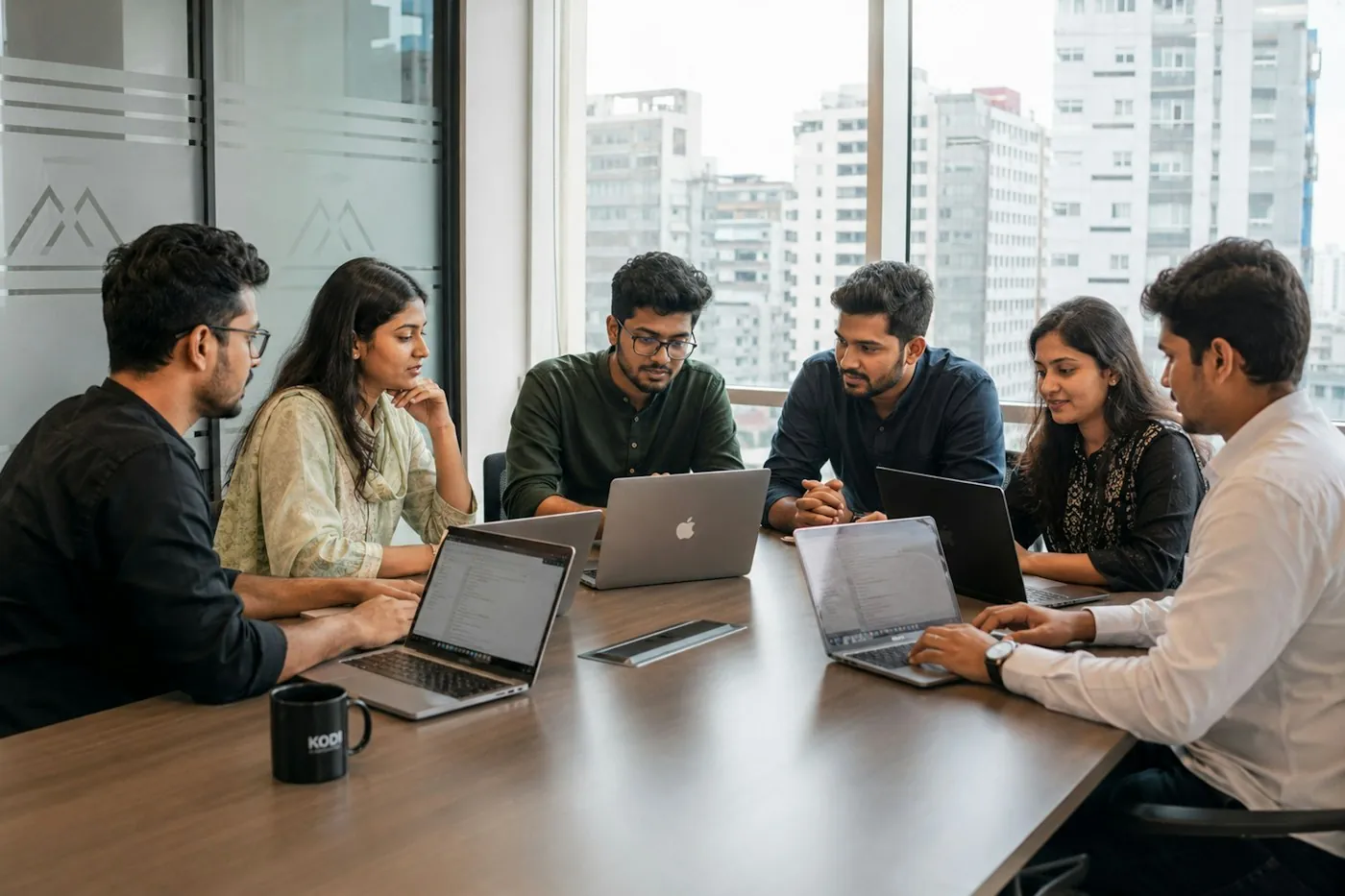 Team meeting around a conference table